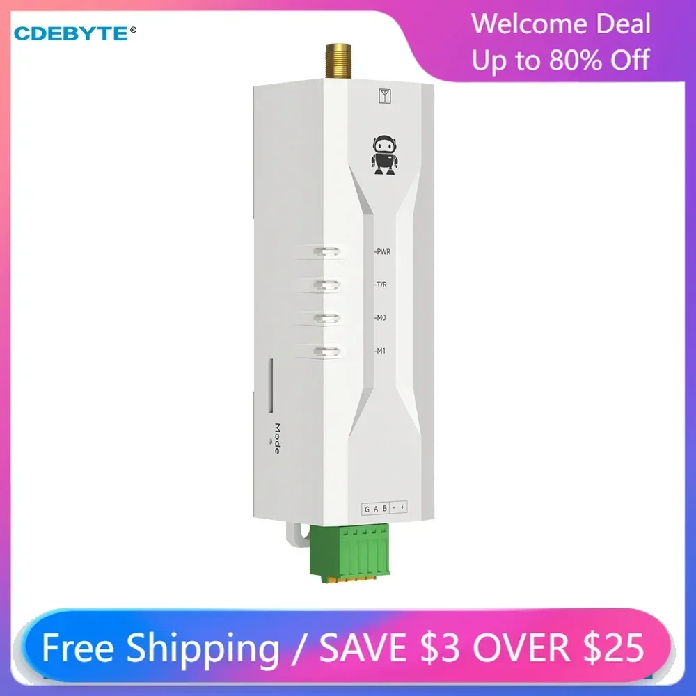 LoRa Wireless Modem 433MHz Ultra Small Size Rail Installation 30dBm 10KM CDEBYTE E95M-DTU(400SL30-485) RSSI LBT ATCommand Modbus