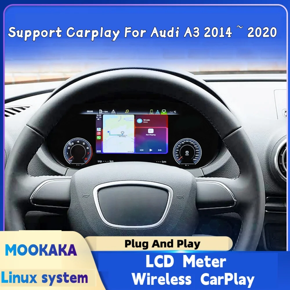 

Цифровой спидометр приборной панели для Audi A3 2014 2015 2016 2017 2018 2020, спидометр на приборной панели, 12,3 дюйма HD iOS CarPlay