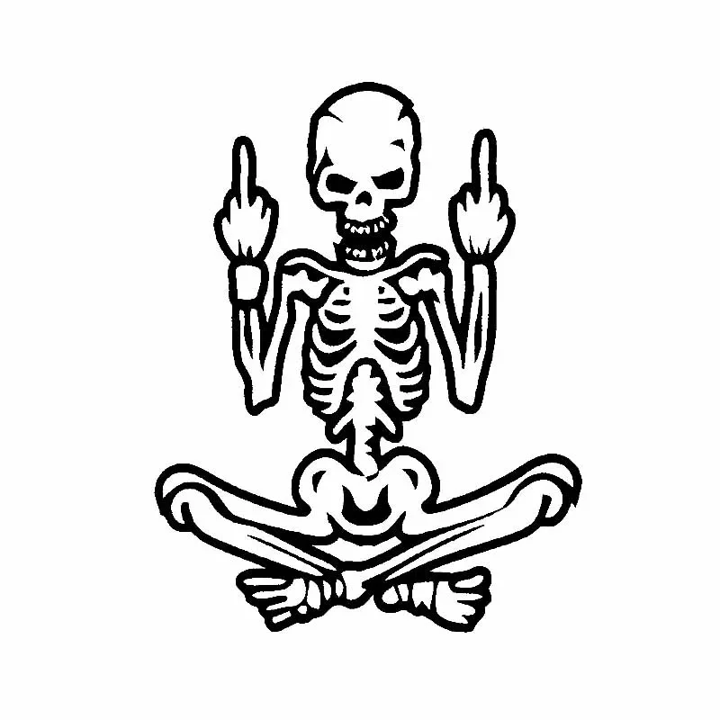

Crazy Funny Skull Middle Finger Applique Car Window Decoration Personality Pvc Waterproof Applique Black/white, 15cm*19cm