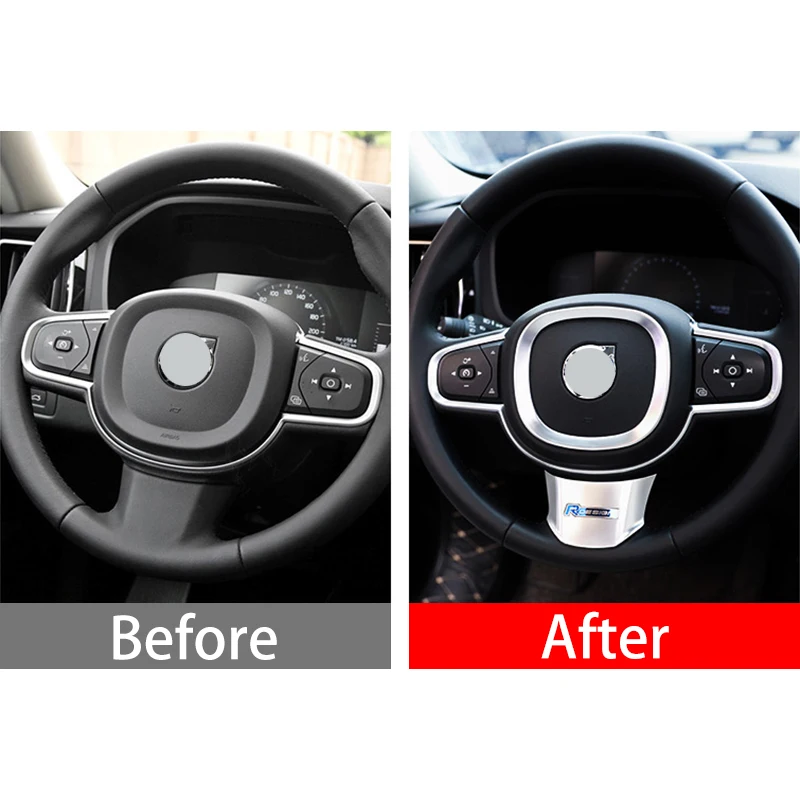 Car Steering Wheel Decoration Cover Trim ABS Sticker Fit Carbon Fiber For Volvo XC60 2018 2019 2020 2021 2022 2023 2024 2025