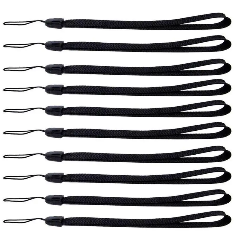 10 Teile/satz Schutzhülle Handgelenk Strap Schwarz Kiefer Seil Selfie Stick Lanyard Taschenlampe Handy Lanyard