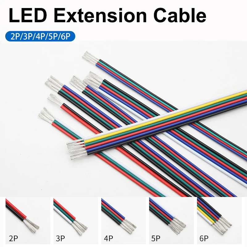 2/5/10m Electric LED Extension Cable 2/3/4/5/6pin LED Strip Wires For RGB RGBW RGBWW SMD WS2812B LED Strip Light JST Connector