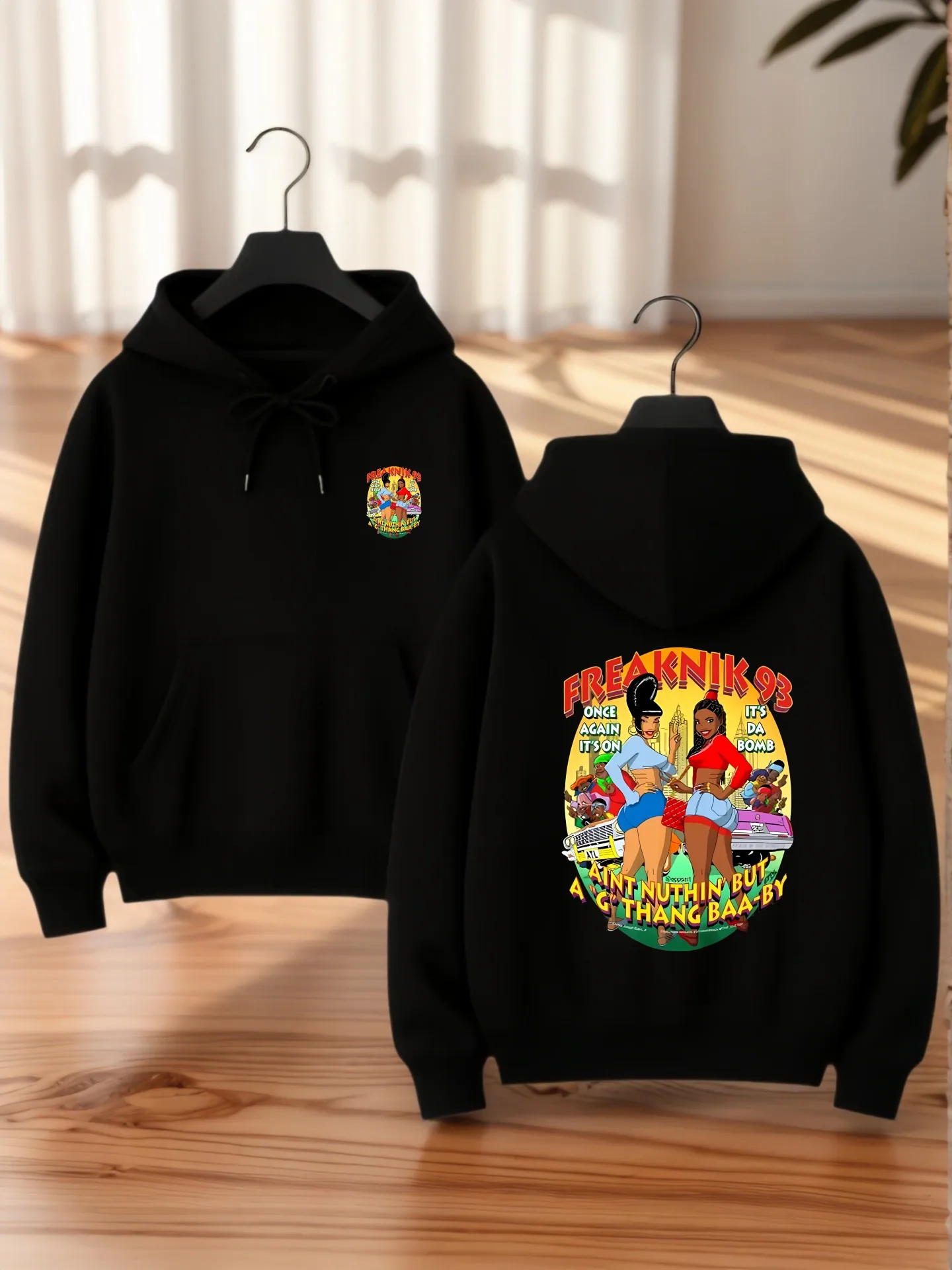 

Graphic Hoodie Women, Vintage Graphic Print, Streetwear Style, Cotton Blend, Casual Everyday Wear, For Young Men