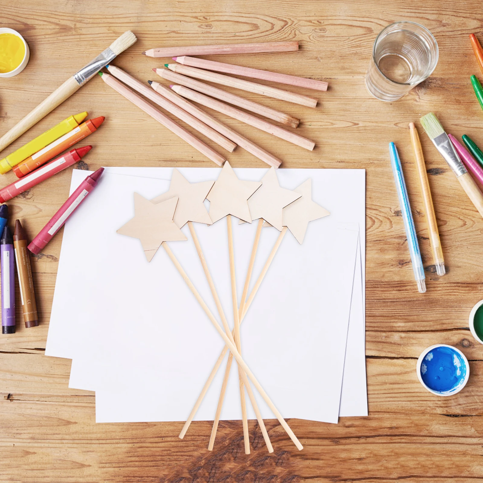 10 قطعة لتقوم بها بنفسك مجموعة عصا النجوم الخشبية فارغة لم تنته الجنية عصا للأطفال الأميرة الحرفية لوازم الحفلات عصا نجمة الخشب الجنية عصا #5