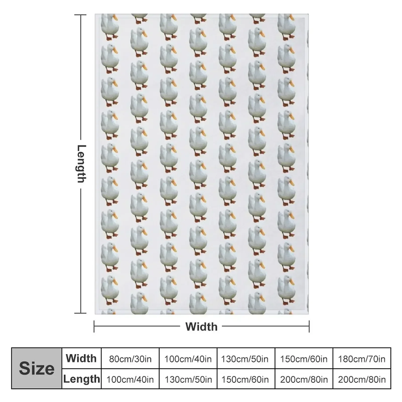Cute White Duck (Pekin) Throw Blanket couch cozy soft plush fuzzy picnic outdoor blanket