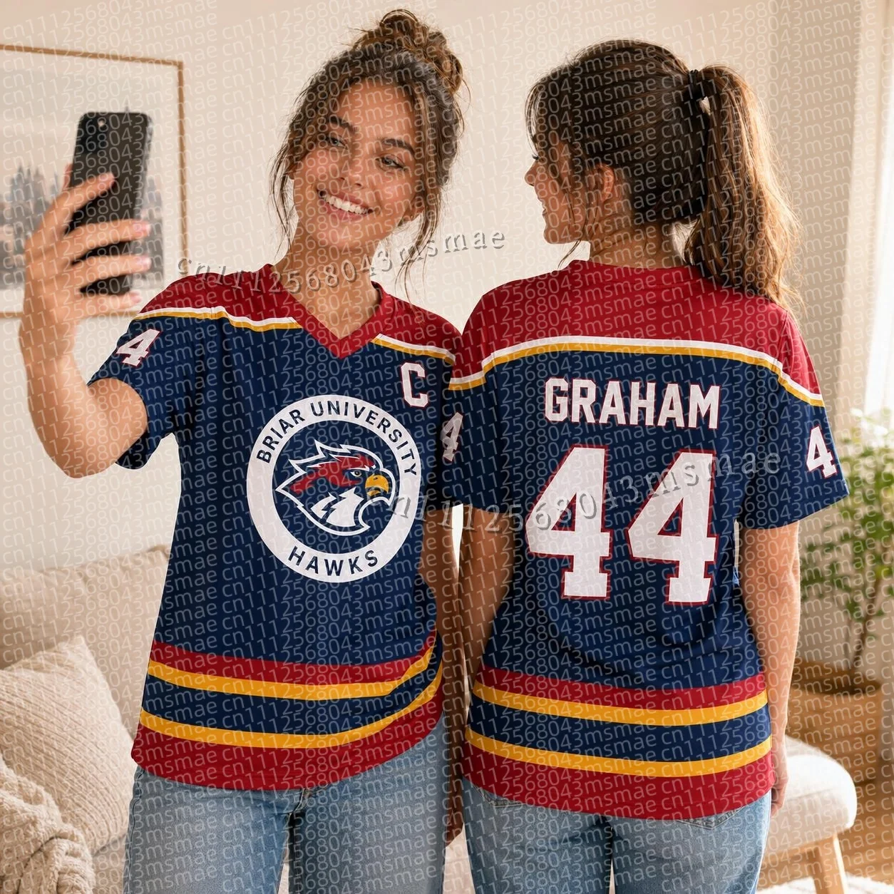 Off Campus Briar University Jersey Graham 44 22 DI LAURENTIS 66 Tucker46 T-shirt V-neck Short Sleeve Parent-child Hockey Jersey