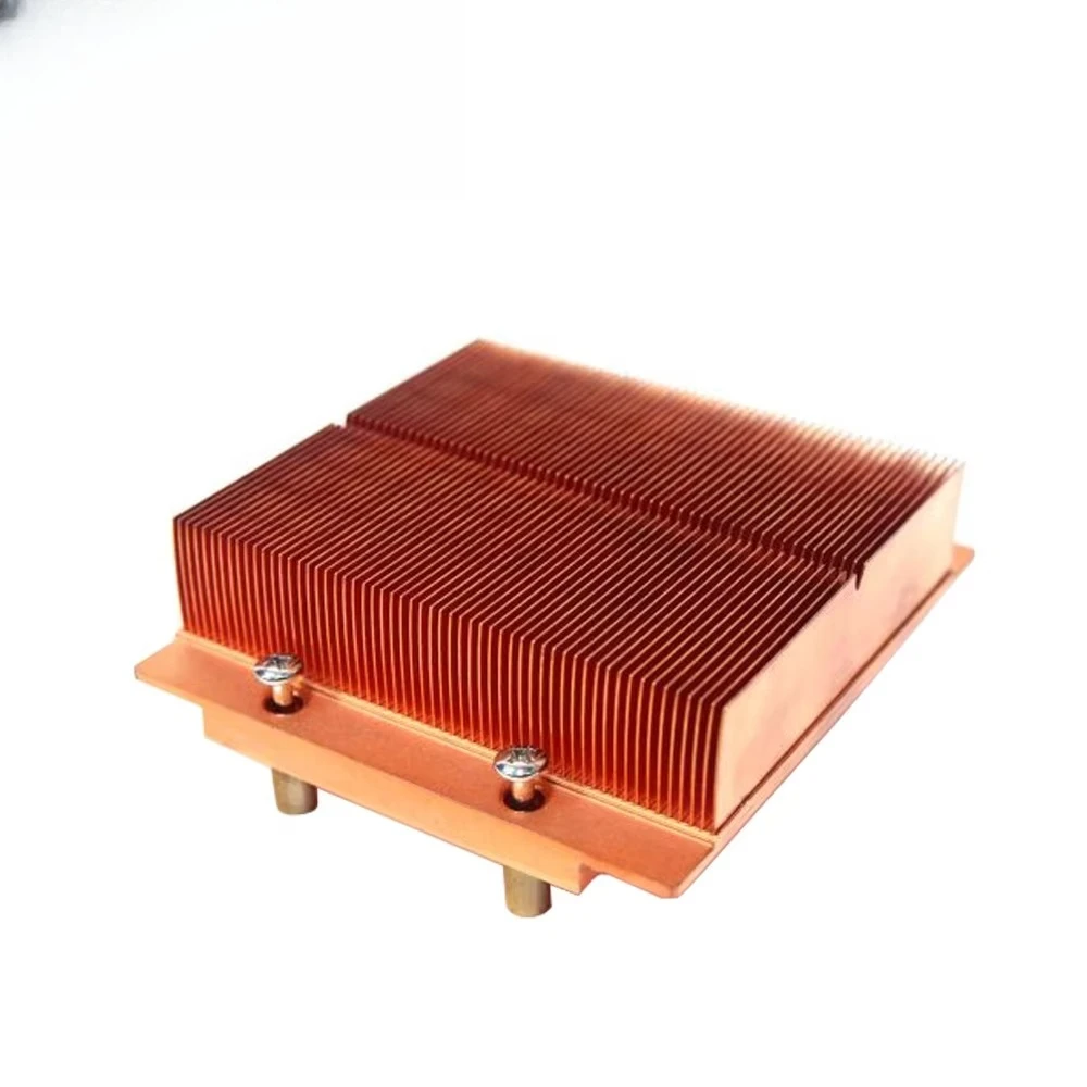 OEM 250 300 Watt 150mm Pure Copper Skiving Skived Fin Pin Heat Sink Amplifier Stacked Full Cooper Heatsinks Assembly square 80mm