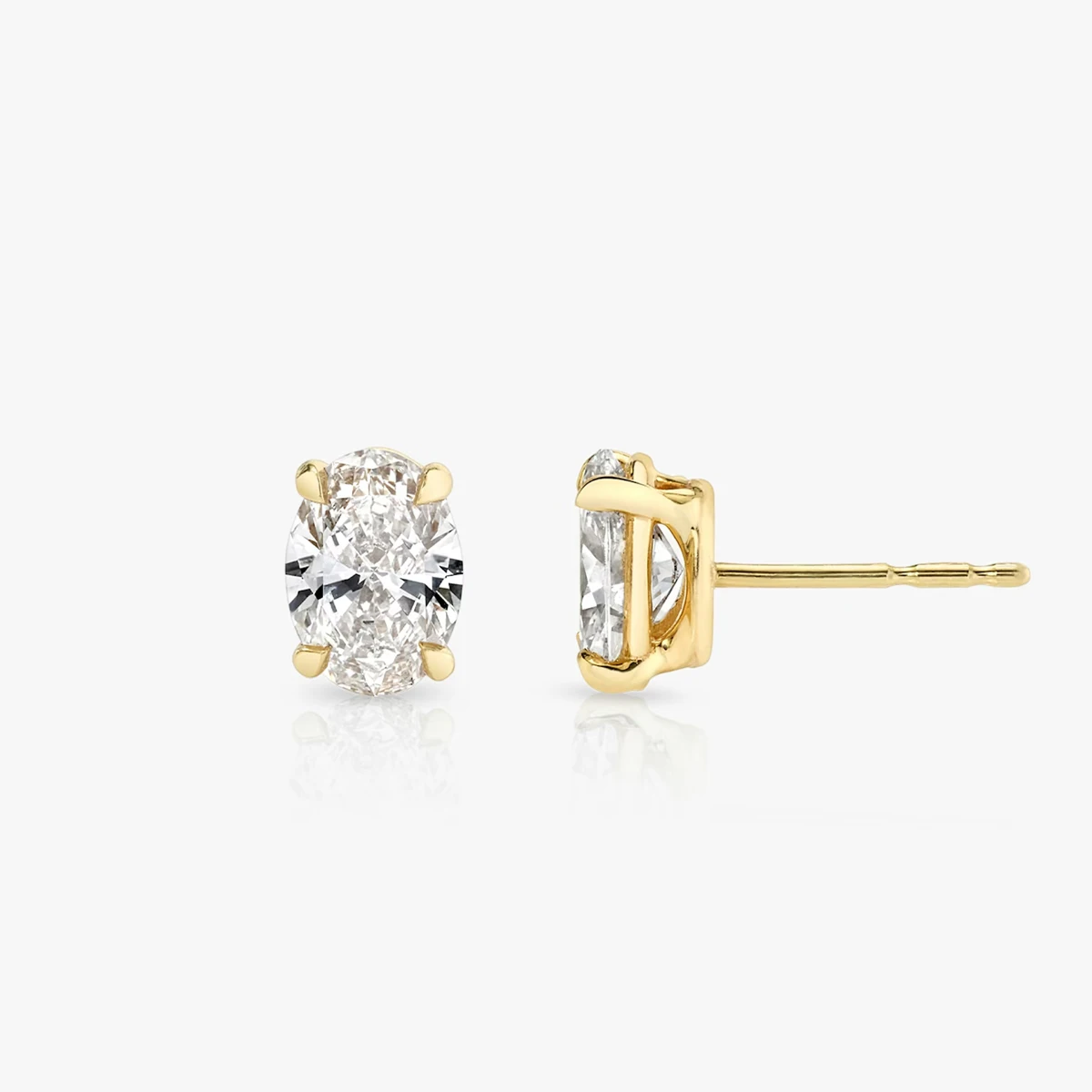 Classic Oval Cut Lab Created Diamond Earrings IGI Certified Solitaire Style Lab Diamond Earrings 9K/14K/18K Yellow Gold Earrings
