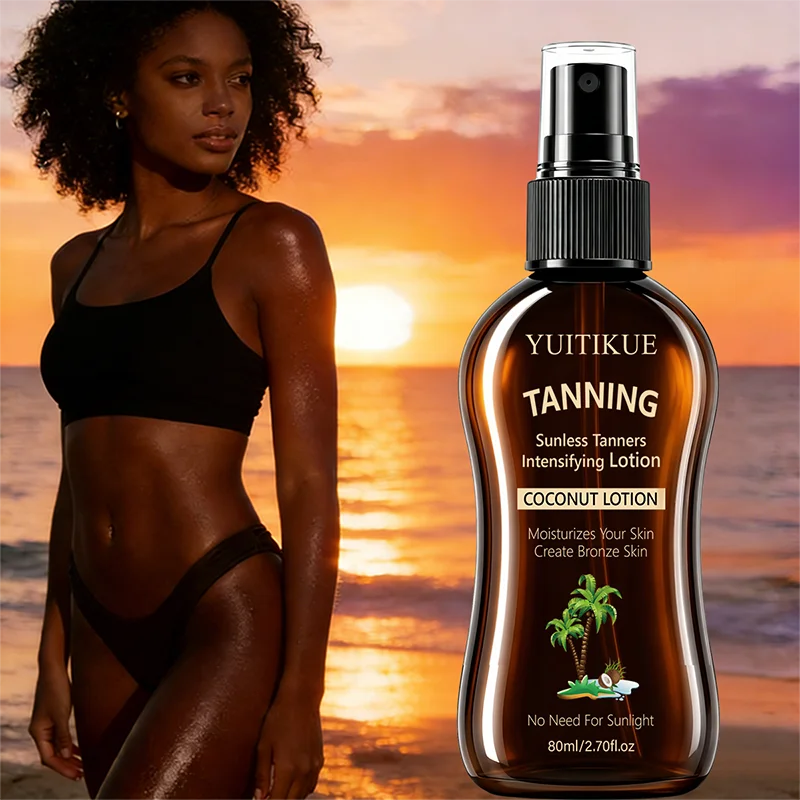 YUITIKUE Sunless Intensifying Tanning Lotion Coconut Infused Moisturizing Body Self Tanner Even Bronze Skin Tone For Daily Use