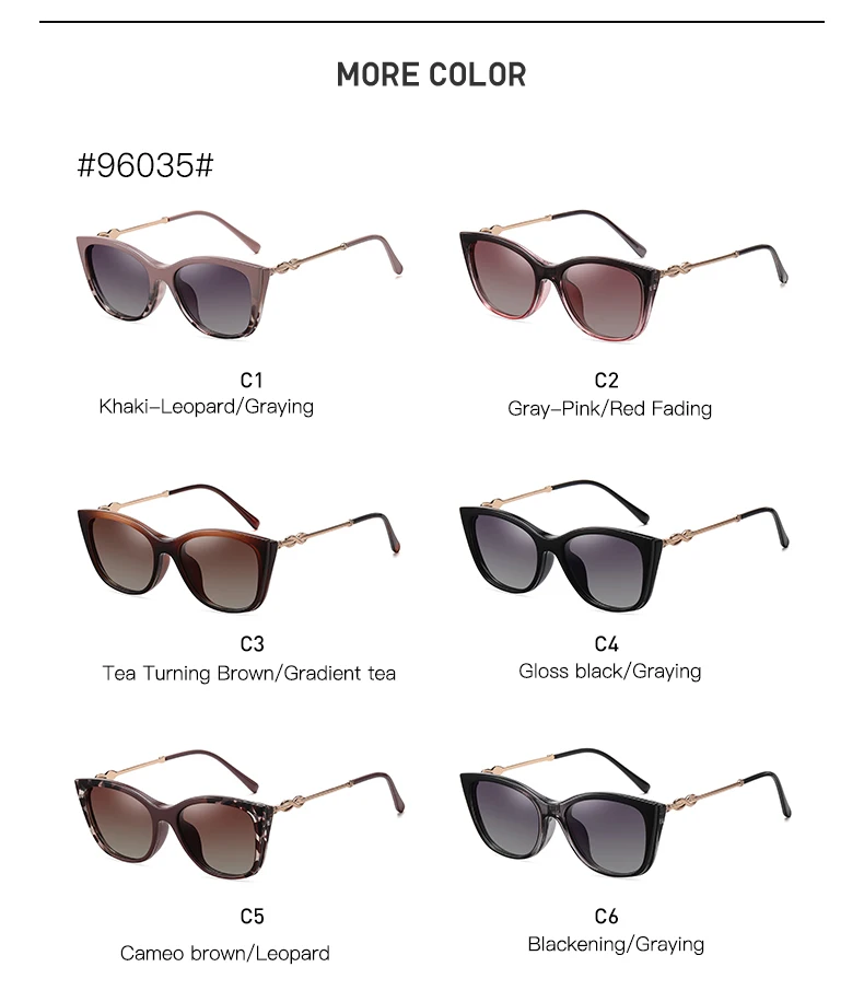 Magnetische polarisierte Sonnenbrille für Damen, modisch, Cat-Eye, 2-in-1-Clip auf Damen, Anti-Blaulicht-Brillengestelle, TR90-Metallbrille – Detail 14