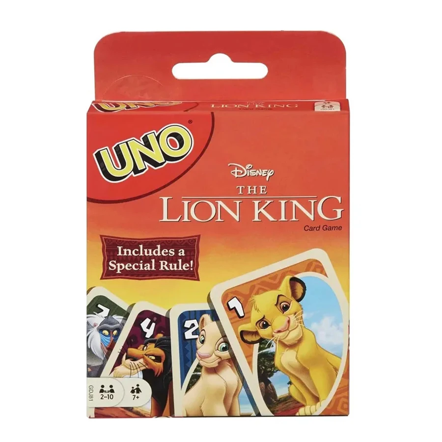 New Mattel UNO Disney 100 And Disney Lion King Games Card Family Funny Entertainment Board Game Poker Kids Toys Playing Cards