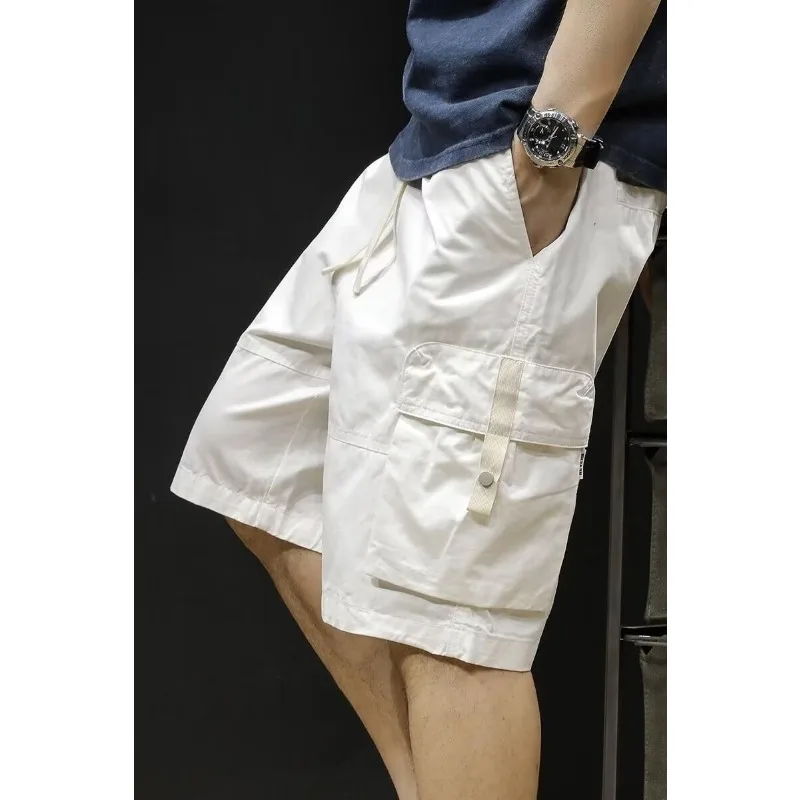 

Модные повседневные мужские мягкие свободные брюки-карго с несколькими карманами, быстросохнущие повседневные спортивные брюки с пятью точками