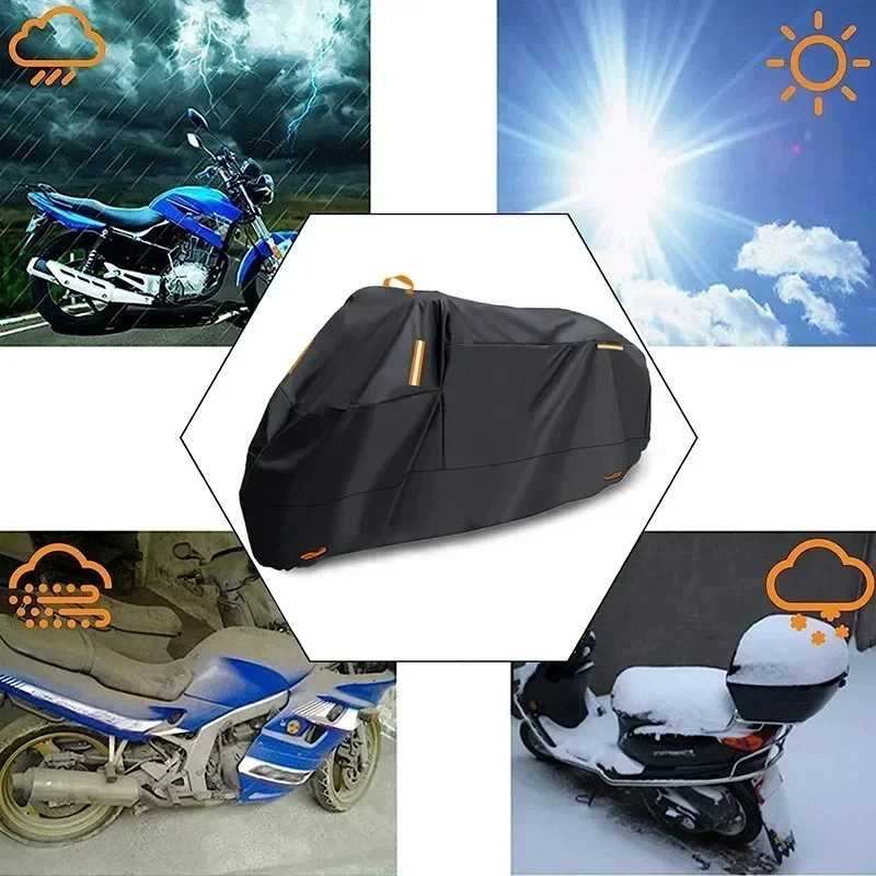 Motorcycle Cover Outdoor Waterproof Motorcycle Tarpaulin Thickened Polyester UV Protective Cover for Motorcycle Scooters