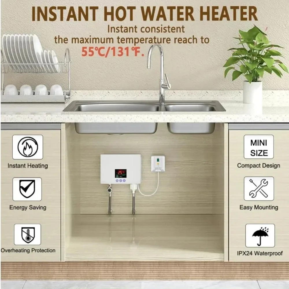 Haoyunma Mini Elektrische Tankloze Boiler Constante Instant Warmwaterboiler Met Afstandsbediening Digitaal Display Op Aanvraag Warm