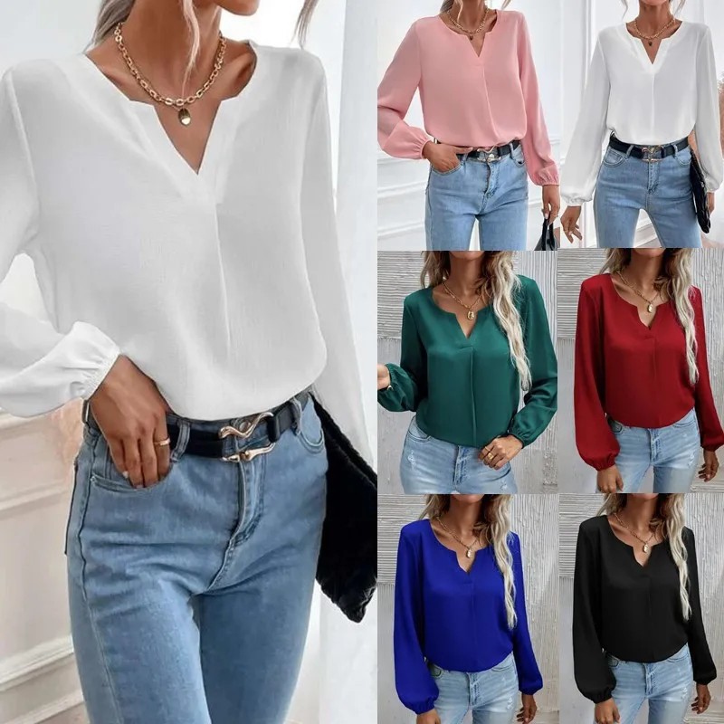 Women's Vintage Casual Blouses Spring Summer Loose Pullover Chiffon Long-sleeved Office Lady White Shirts Women Tops Clothing