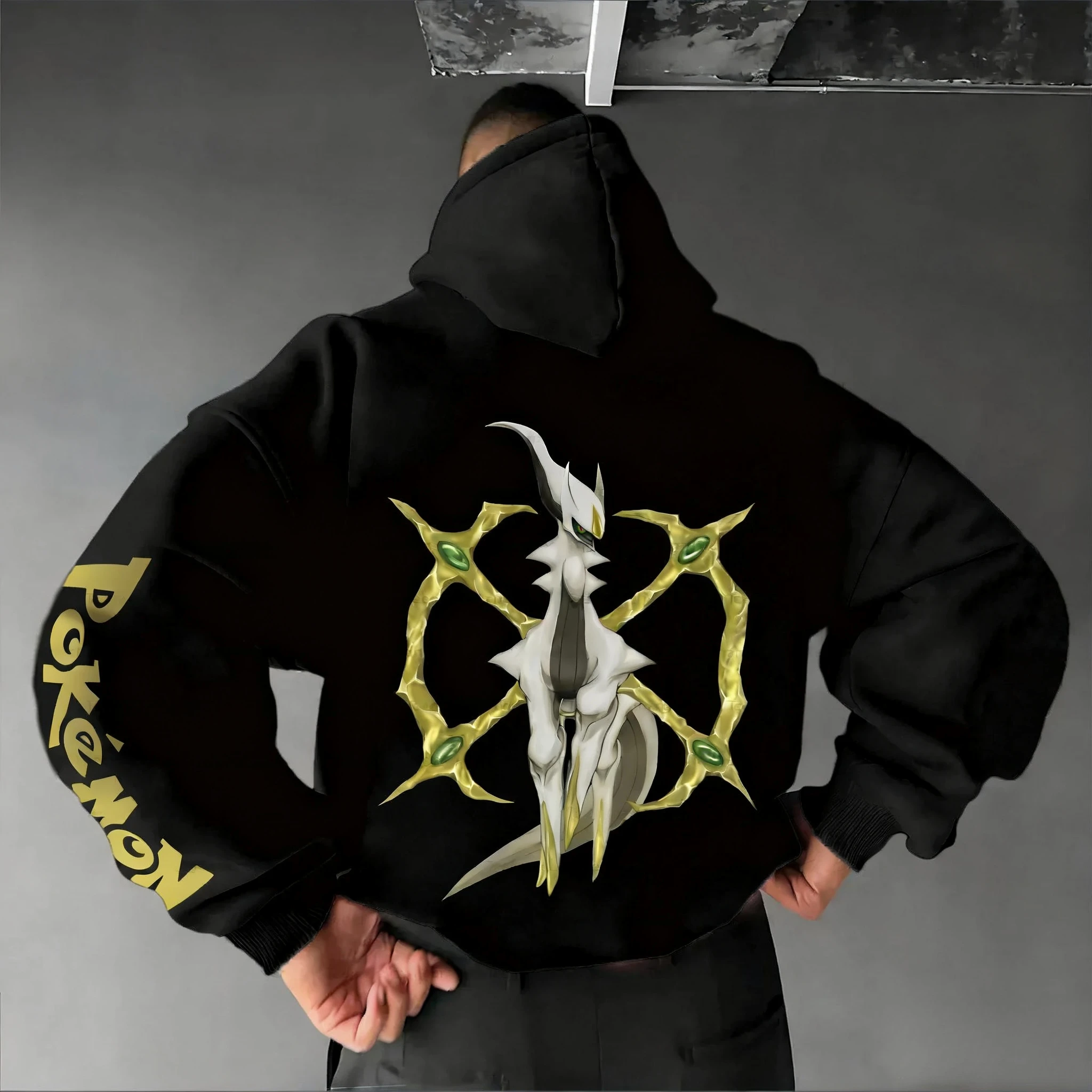 

Толстовка больших размеров с принтом Pokémon в стиле аниме Arceus, мужская и женская осенне-зимняя новинка Harajuku Y2K, повседневный свободный топ для родителей и детей