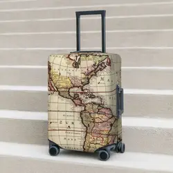 Map Of The Americas Suitcase Cover Vintage Vacation Business Fun Luggage Case Protection