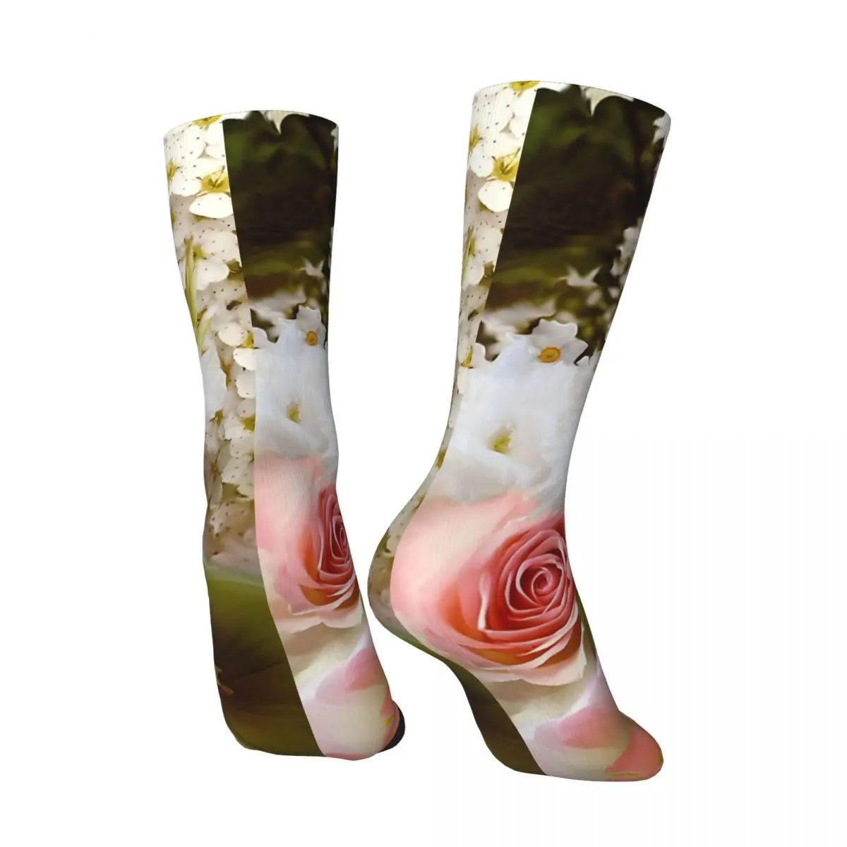 Vintage Spring Flowers Pink White Roses Tulips And More Majesticworld Men's compression Socks Unisex Harajuku Seamless Crew Sock