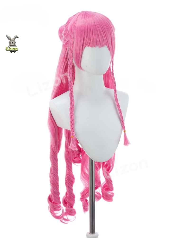 Perona Cosplay Wig Anime Long Pink Curl With Ponytails Heat Resistant Synthetic Hair Cosplay Costume Wigs + Wig Cap