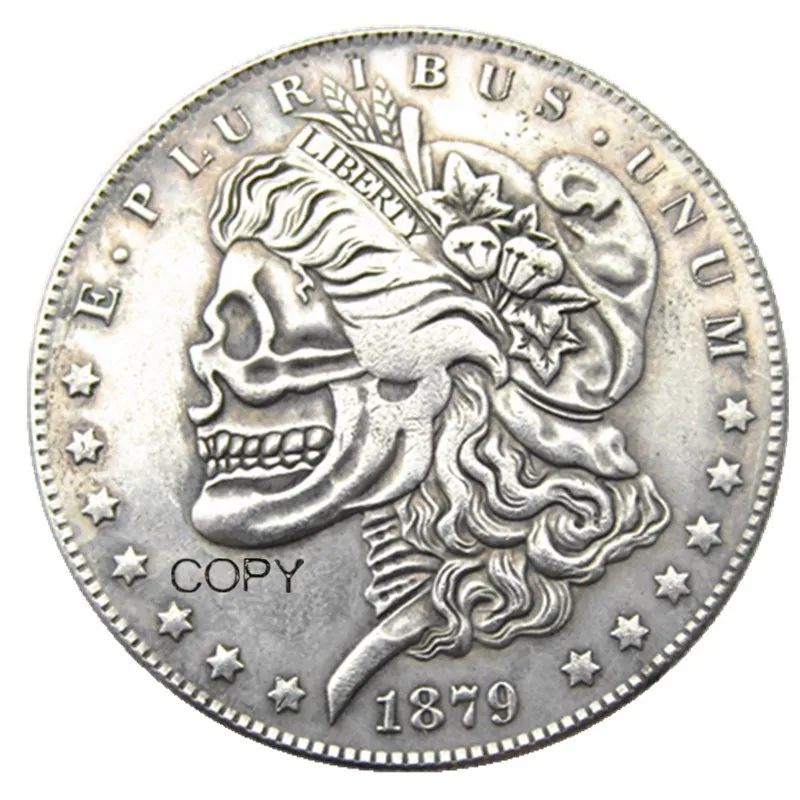 

US Hobo 1879o Morgan Dollar skull zombie skeleton Silver Plated Copy Coins