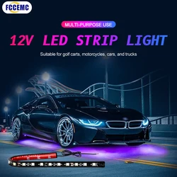 6pcs LED Strip Car Bottom Underglow Light Flexible LED Underbody Light Auto Decorative Ambient Atmosphere Lamp DRL For Car 12V