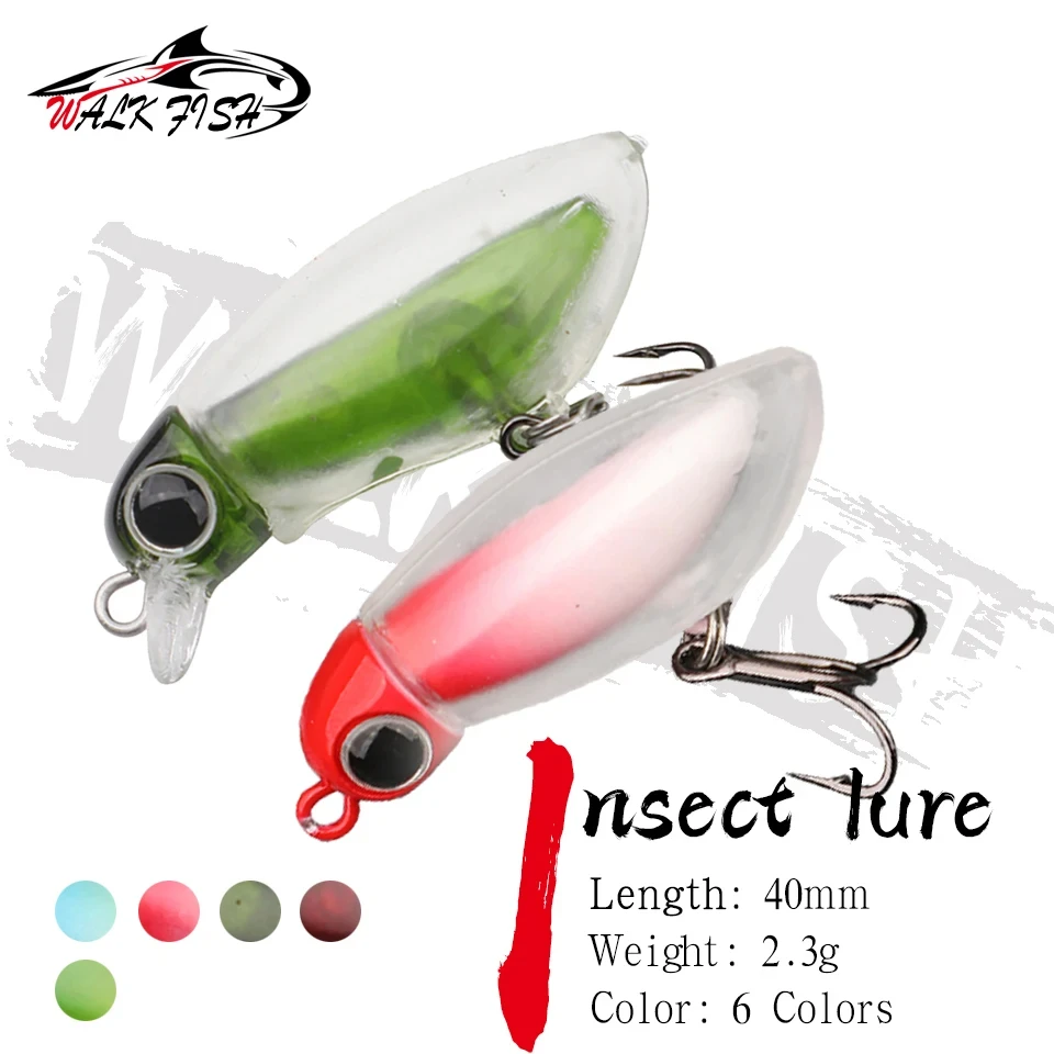 WALK FISH 40mm/2,3g Minnow Insekten Köder Weiche Kunststoff Körper Bleistift Künstliche Angeln Köder Forelle Mini Micro wobbler Angeln Köder