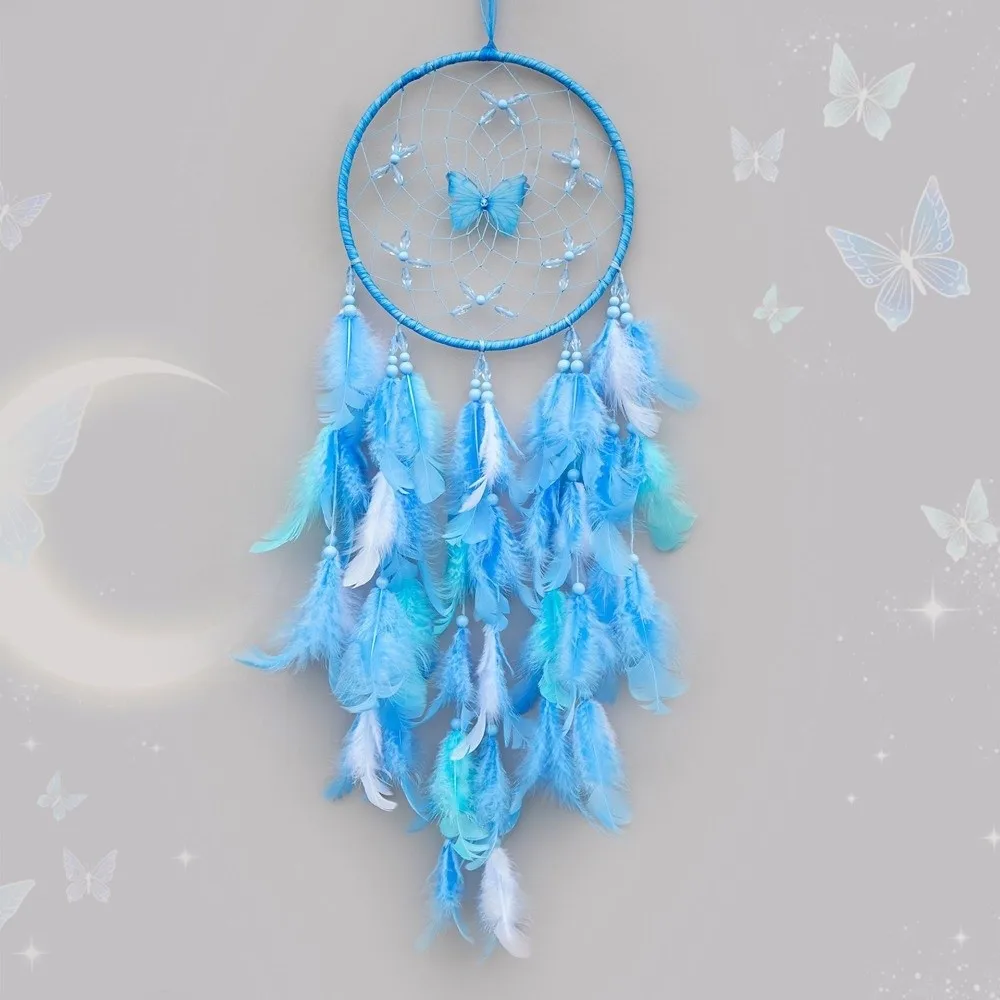 Handmade Butterfly Dream Catcher Wall Hanging Oranments Home Decoration Butterfly Wind Chime Creative Gifts Room Hanging Decor
