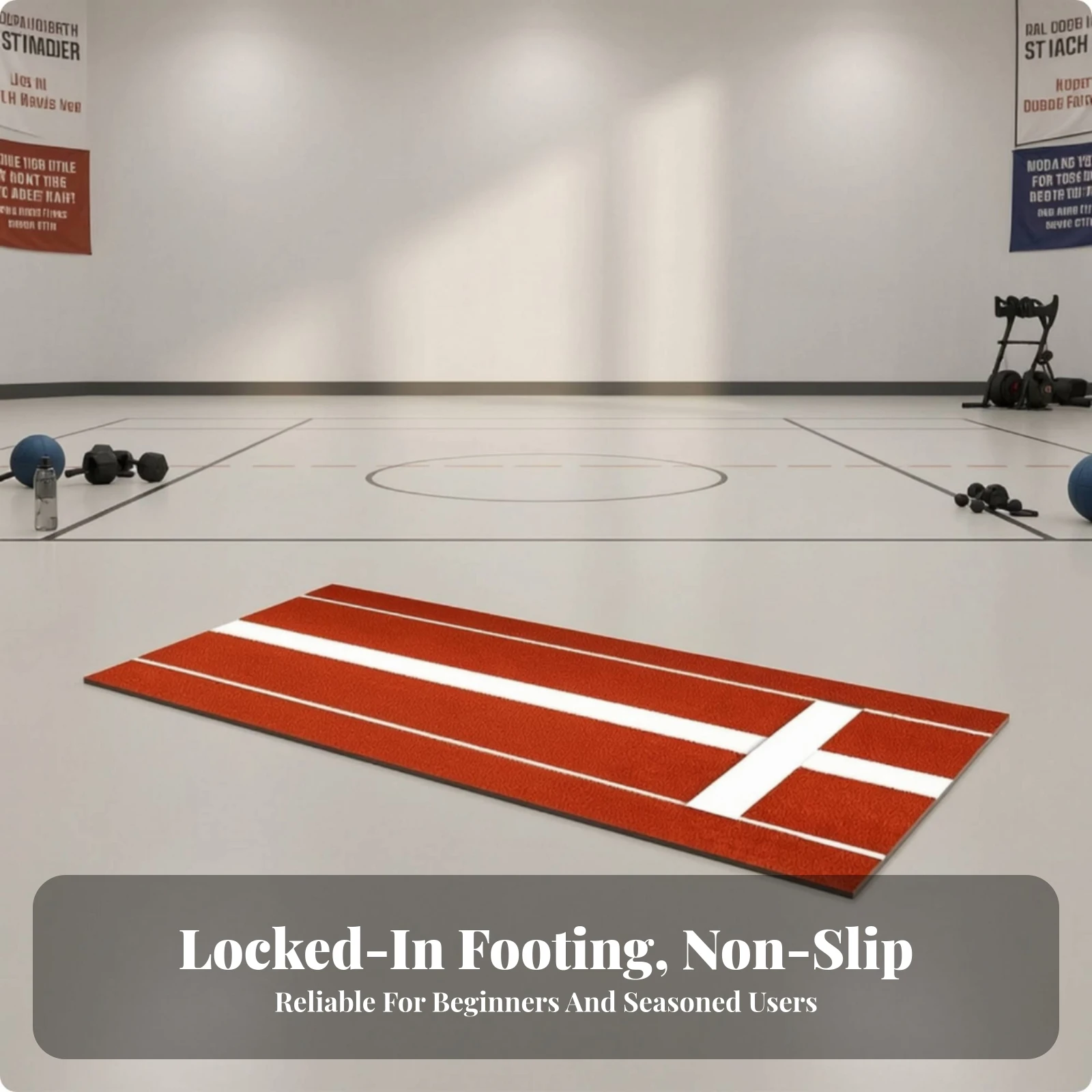 Batting Practice Mat with Batter's Box Rollable Baseball Stance Mat with Stripes Flat Low-Profile for Batter, Tee Work, Backyard