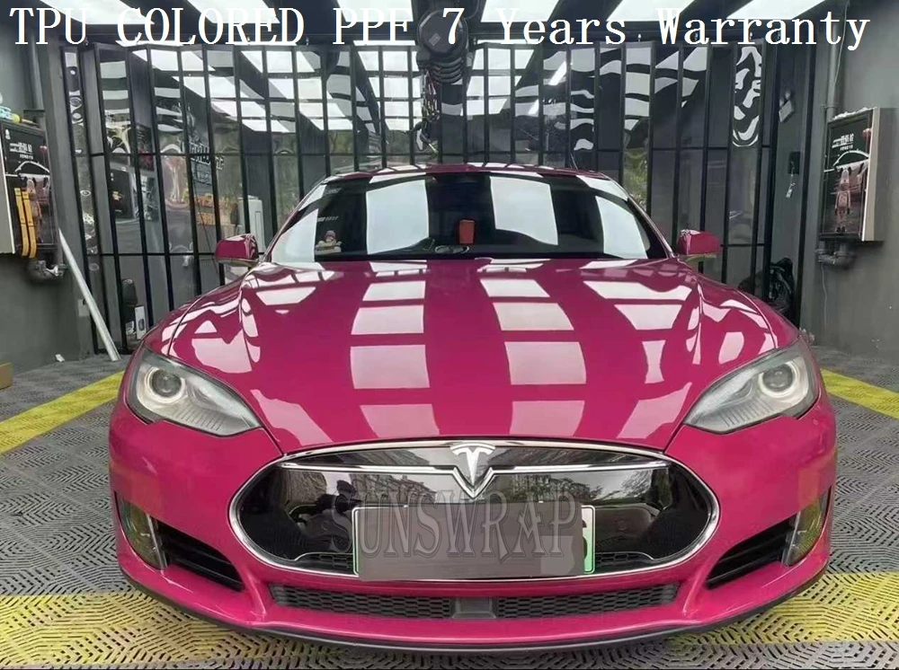 

High Gloss COLOR PPF Crystal Gem Red Car Bra, Hydrographic Vinyl for Wet Application-self healing PPF Film 5x52ft/roll