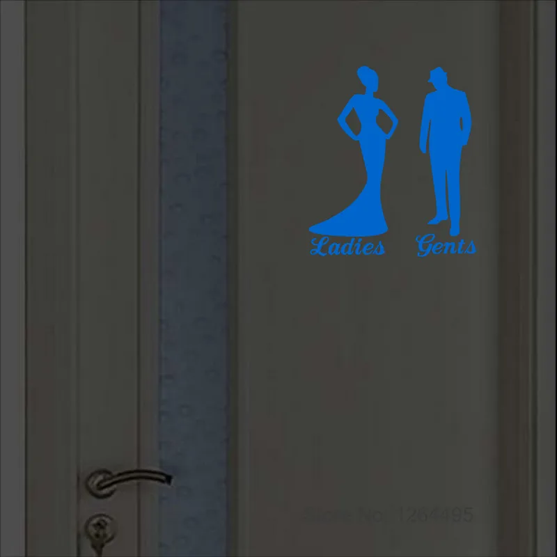 Luminous Toilet Sticker Cartoon Glow in the Dark Bathroom Sticker Washroom Door Sign Sticker Shop WC Wall DIY Indicator Label