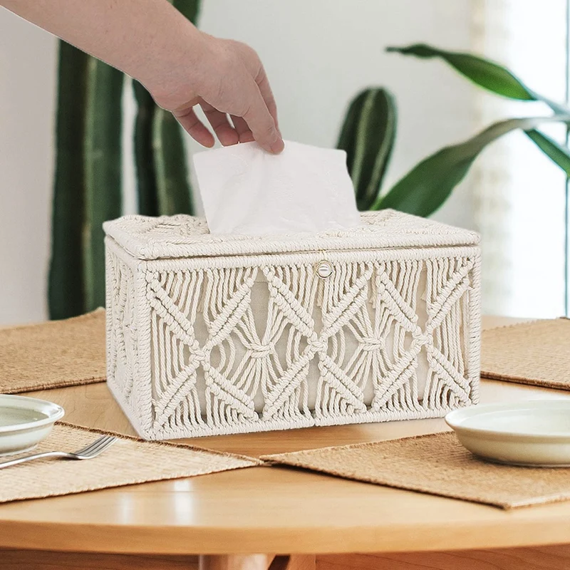 Tissue Box Cover Rectangle Napkin Tissues Organizer Home Decor For Dresser Living Room Office