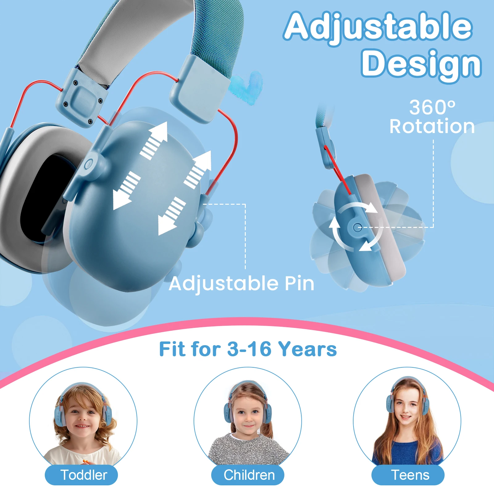 Ear Kids Ear Protection Noise Cancelling HeadPhones, NRR 26dB Hearing Protection Earmuffs for Autism, Children, Toddler