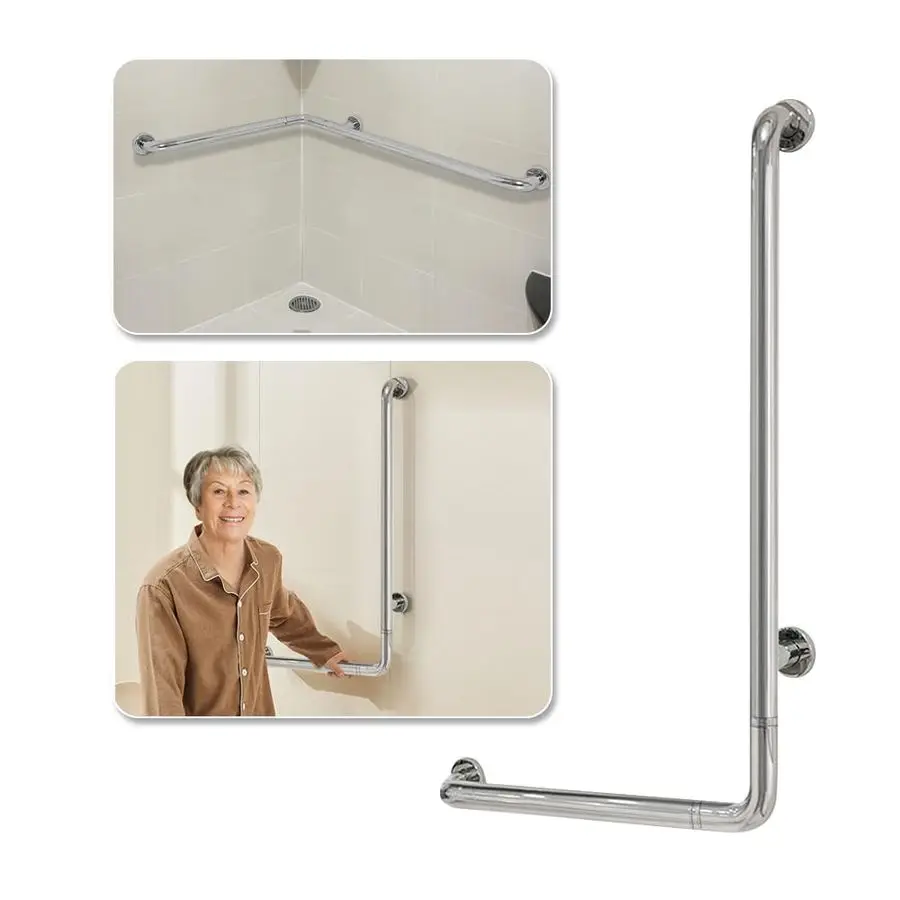 

Grab Bar for Seniors Toilet Safety Grab Bars L Shaped Bathroom Hand Rails Wall Mount 24 Inch x 36 Inch Grab Bar for Bathroom Bat