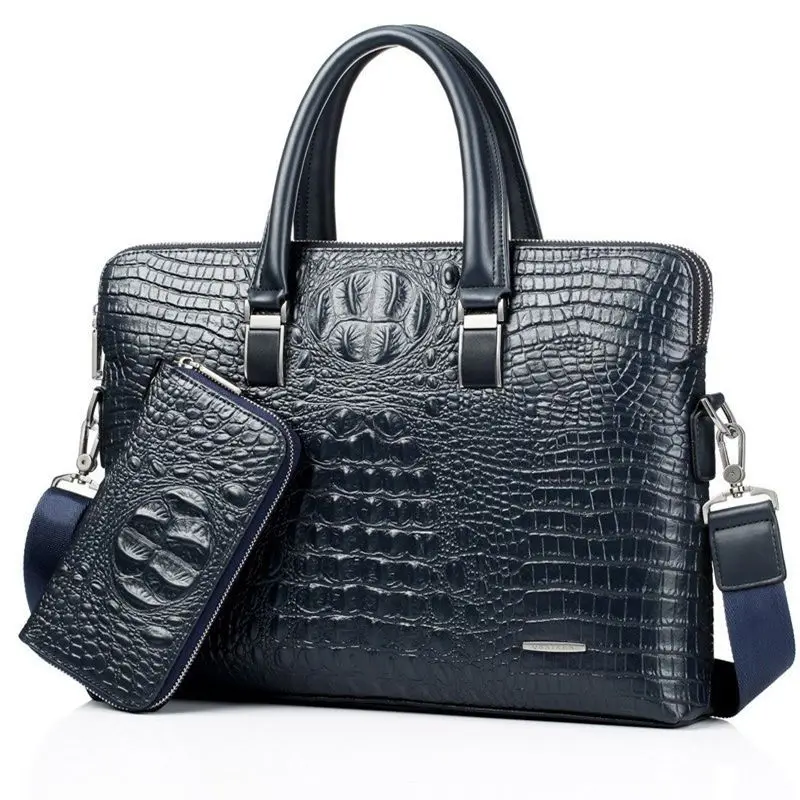 2023 neue Luxus Alligator Leder Business Herren Aktentasche männliche Aktentasche Umhängetasche Männer Messenger Laptop Computer Tasche 2St