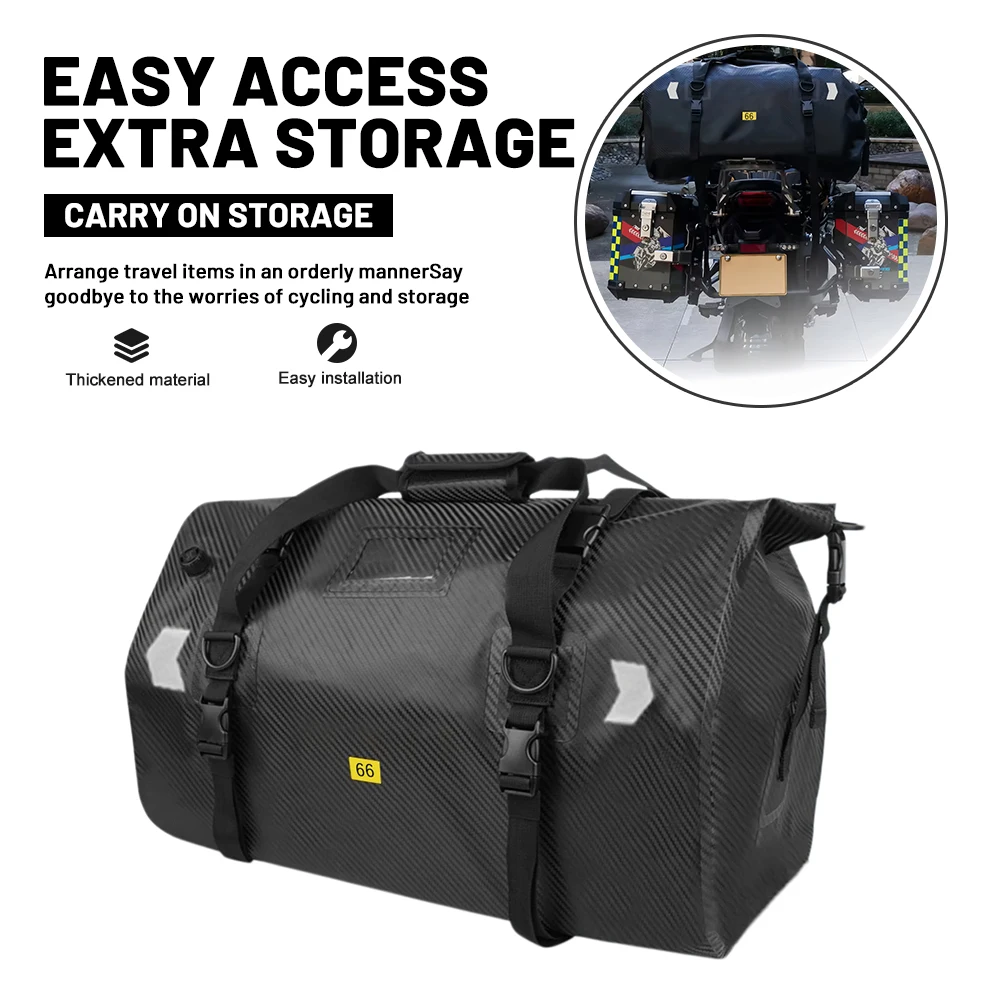 Convertible 40L 90L Expandable Motorcycle Rack Mount Rear Seat Bag Heavy Duty Waterproof Moto Tail Pannier Luggage Backpack