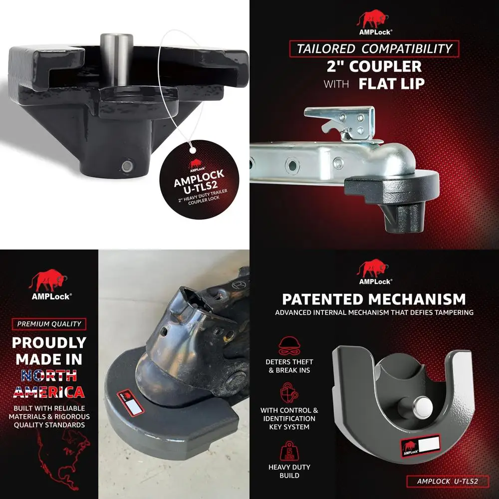 

U-TLS2 Сверхмощный замок для прицепа, 2-дюймовый замок для прицепа для автофургонов и лодок, противоугонная муфта с плоской кромкой, система Push-and-Lock