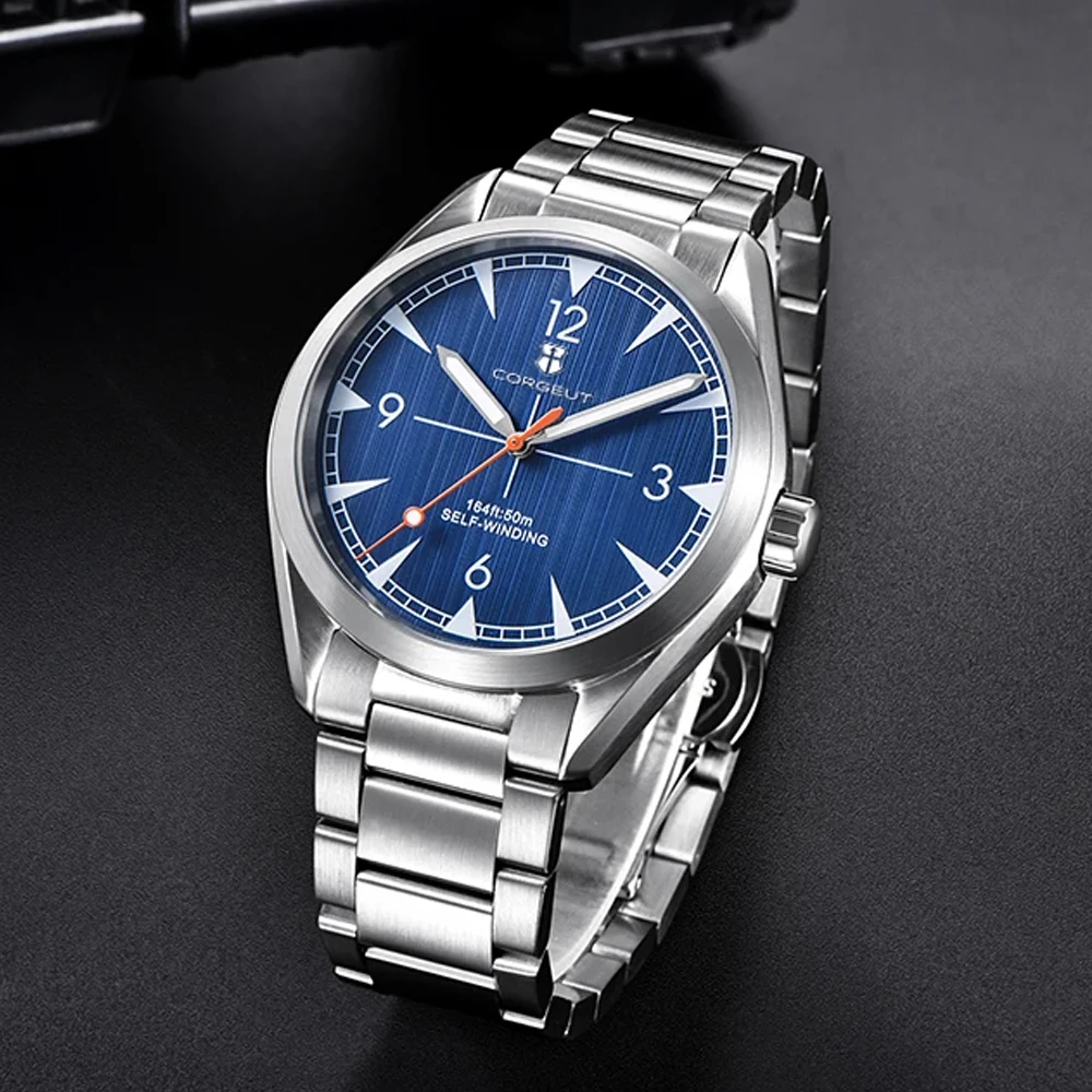 New Arrival 41mm Corgeut Reloj NH35A Movement Luxury Blue Black Dial Automatic Men\'s Watch Sapphire Date Luminous Brushed Bezel