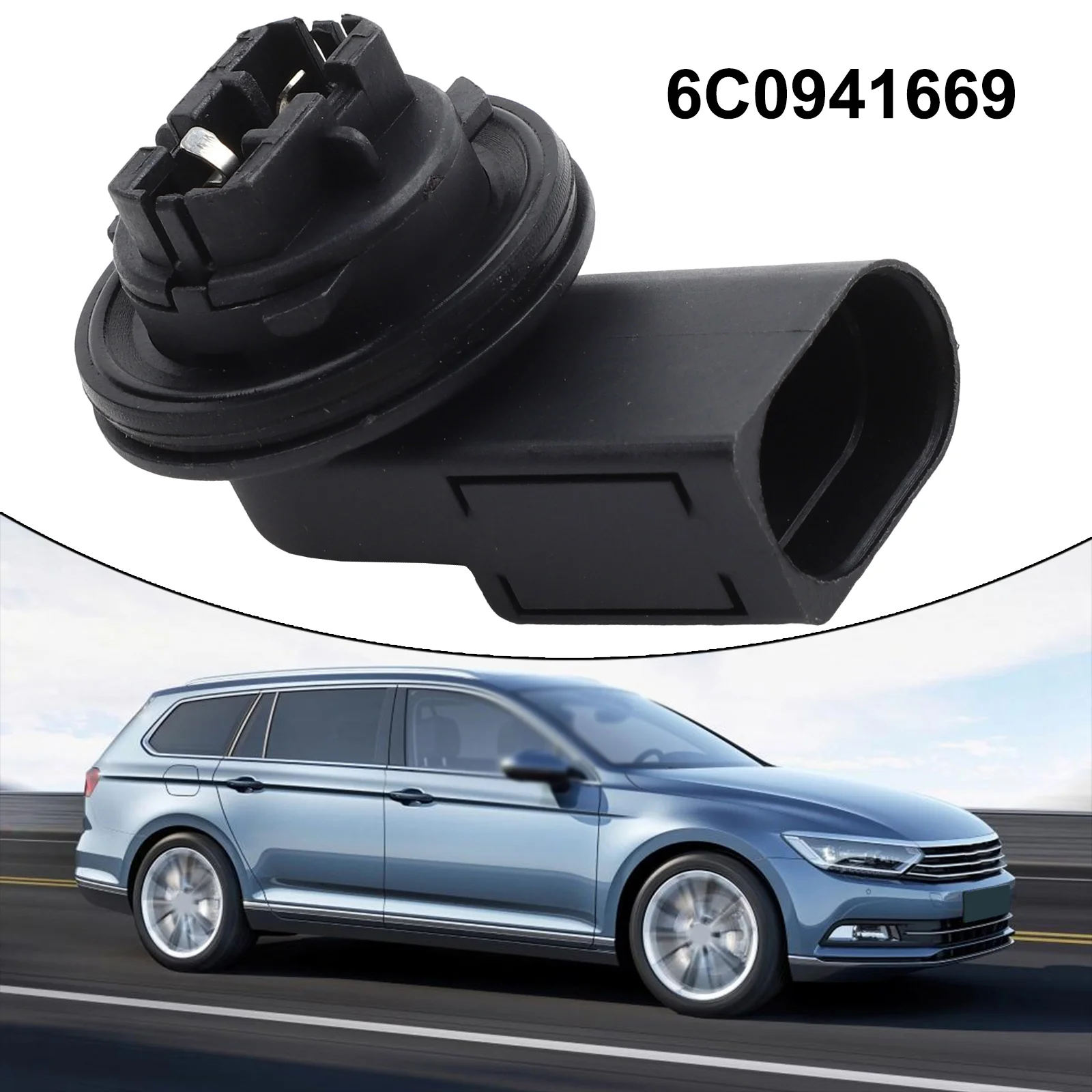 1 Stück Vorderer Tagfahrlicht-Glühbirnensockel für Passat B8 für Polo 6C0941669 Schwarzes ABS-Ersatzteil Autozubehör