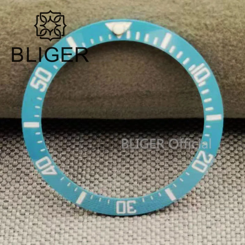 BLIGER New 30.5*38mm Watch Bezel Insert Sky Blue Ceramic Material Fit 40mm Watch Case Replacement Watch Accessories