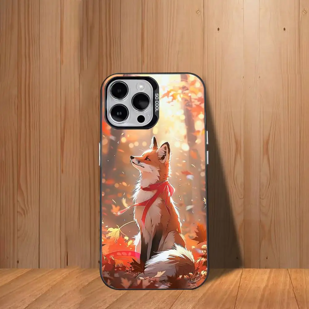 Cute A-Animal F-Fox Phone Case For iPhone 17,16,15,14,13,12,11,Mini,Pro,SE,MAX White Matte Shockproof Cover
