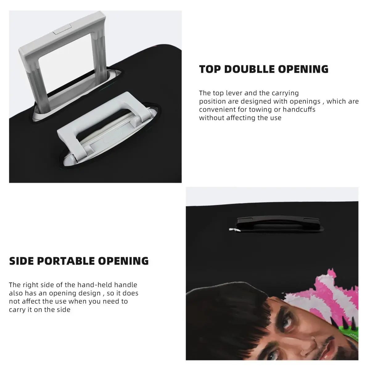 Kaarija Cha Cha (6) Capa de proteção para mala Capa elástica protetora de bagagem de viagem para 18-32 polegadas