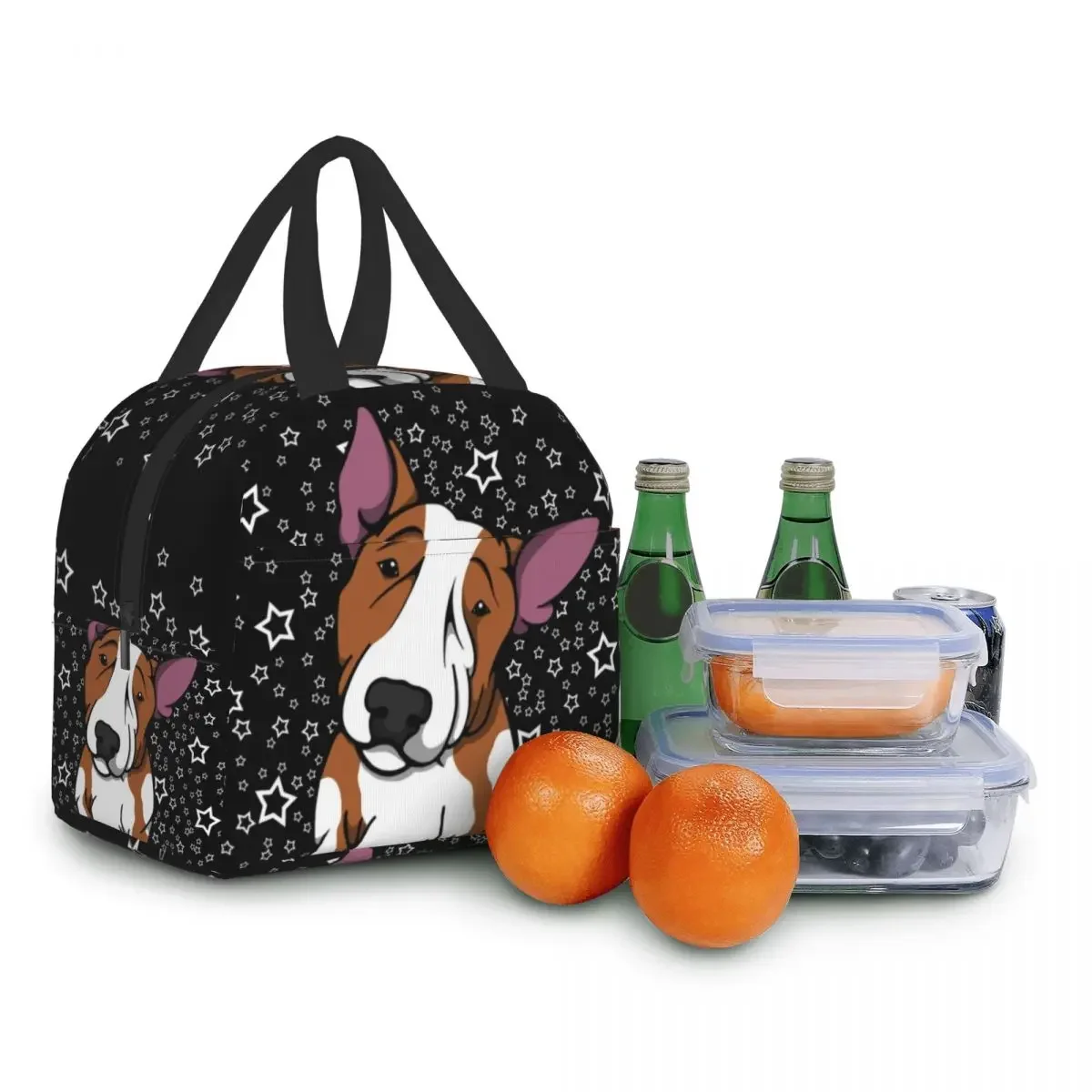 Starry English Bull Terrier Insulated Lunch Bag for Women Pet Dog Resuable Cooler Thermal Bento Box Work School Travel Bags