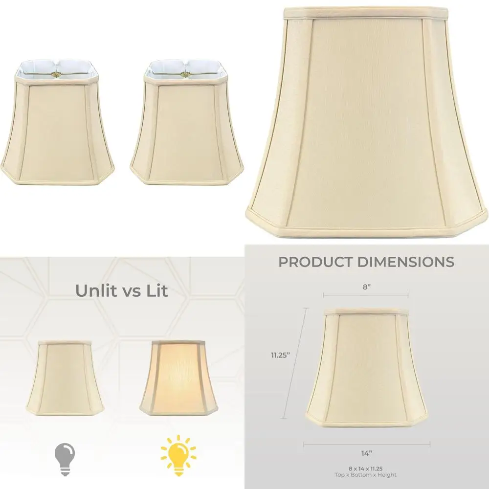 

Базовые абажуры с квадратным вырезом и колокольчиком, бежевые, 8x14x11,25, 2 шт., большой размер, набор из двух предметов, для домашнего освещения