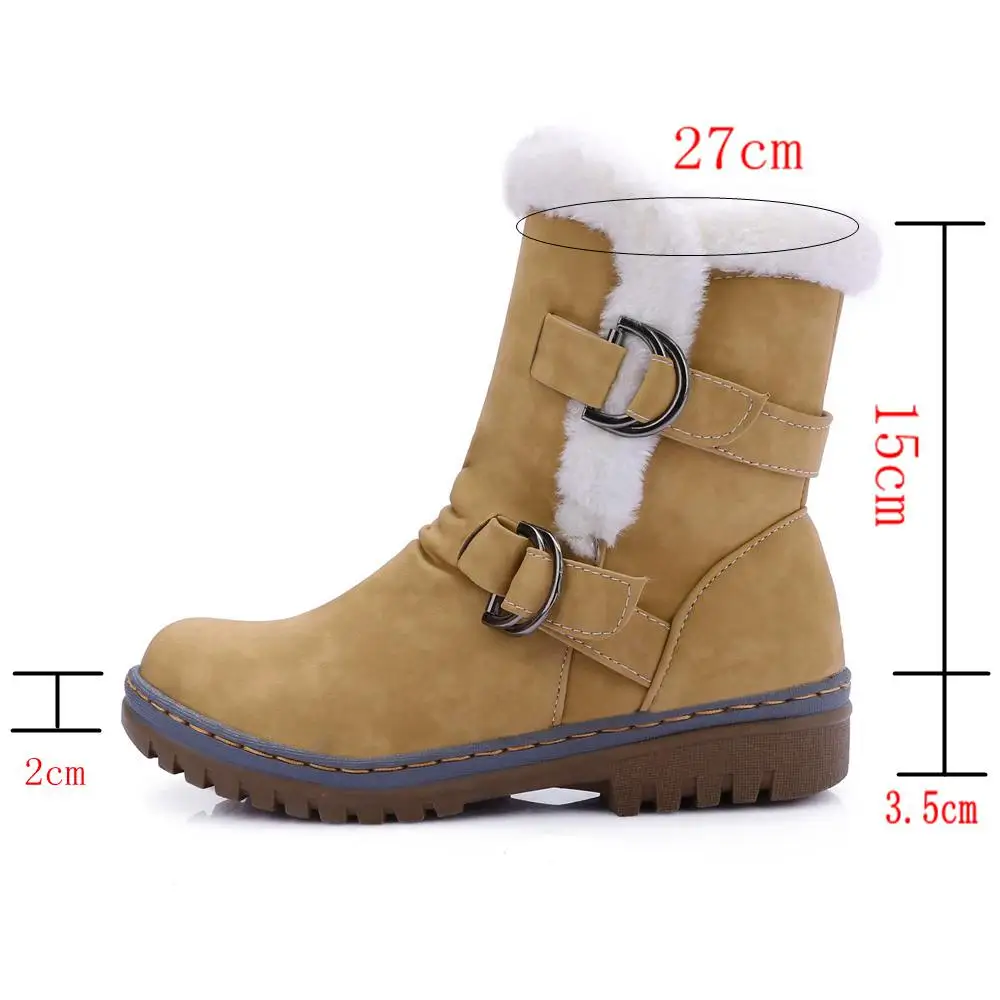 ASILETO ankle boots waterproof women winter fur snow boots shoes buckle soft leather shoes wedges fluffy botas femininas S676