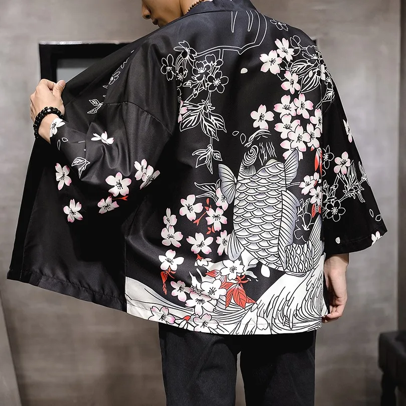 

Men's Traditional Kimono Cardigan Man Asia Clothing Japan Style Kimono Haori Kimonos Fashion Robe Hanfu Japanese Vintage Clothes