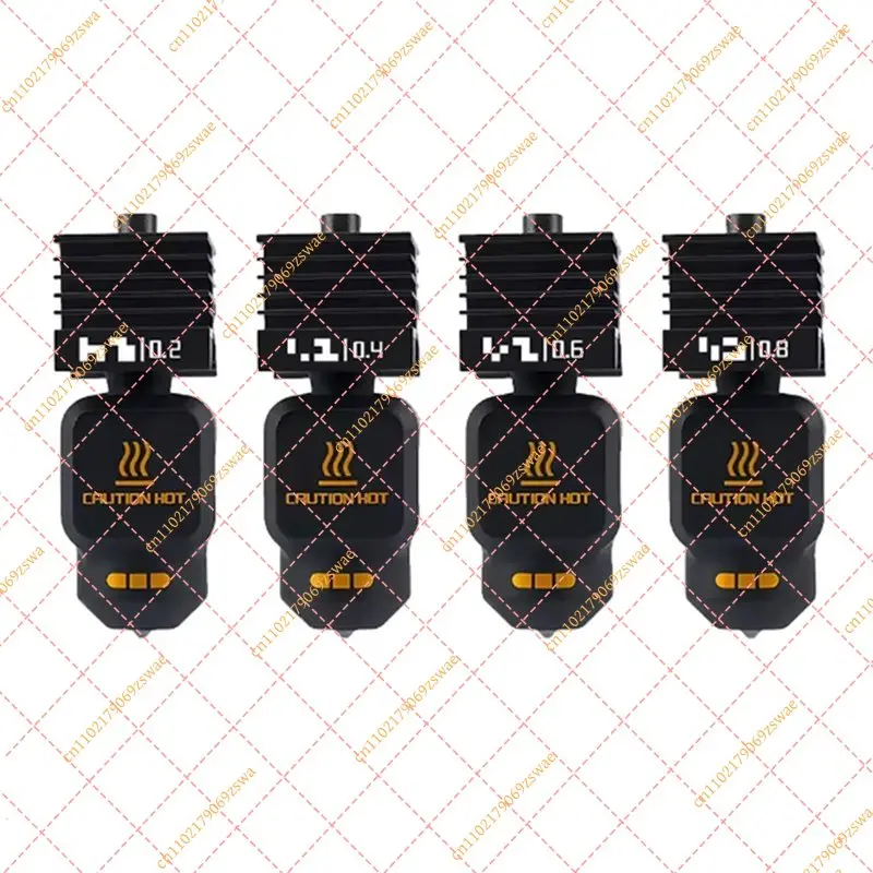 4Pcs Hotend Kit Compatible for Bambu Lab X2D, Standard Flow Hardened Steel Nozzle 0.2/0.4/0.6/0.8mm