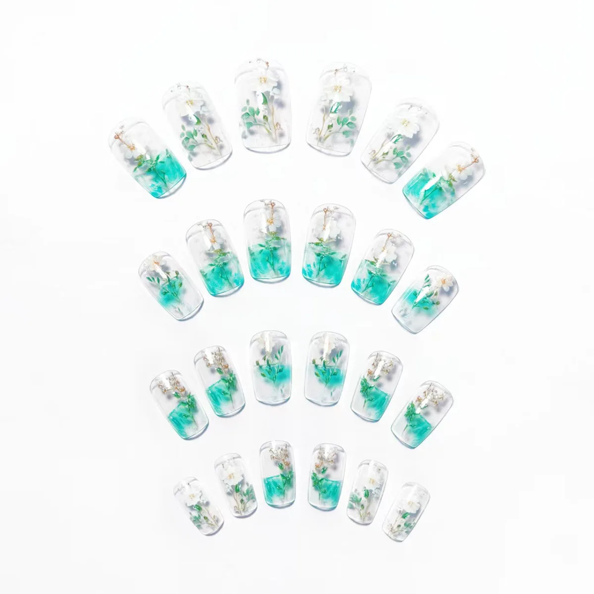 Medium fake nails for women gi - Pressed Flower Art ulasan dan harga