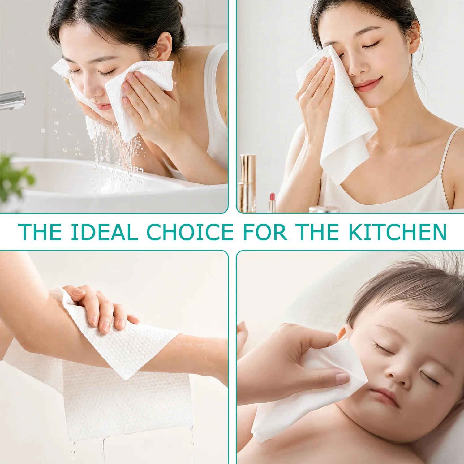 50pcs Soft Unscented Disposable Facial Cleansing Towels Multi-Purpose Thickened Makeup Remover for All Skin Types