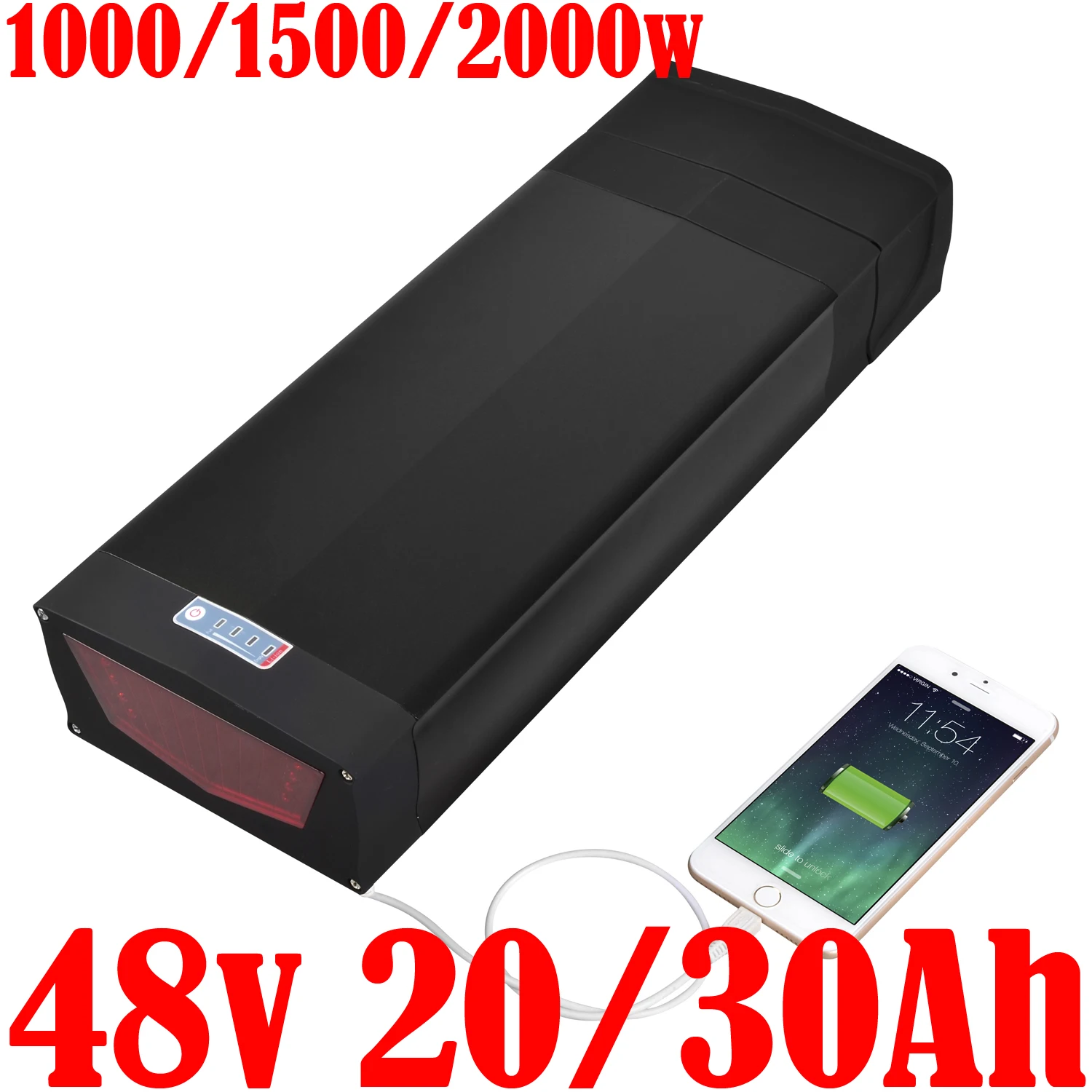 Rear Rack 18650 cell 48V  eBike Battery 48v 30ah 25ah 20ah Lithium ion Batteries 48V 1000W 1500W 2000W Electric Bike Motorcycle