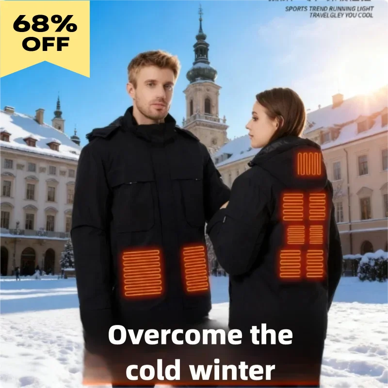 

Men's USB Heated Winter Jacket - Carbon Fiber Heating Tech, Windproof Thermal Coat for Outdoor Activities |